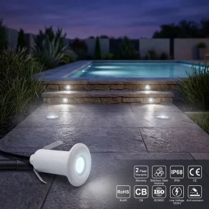 Mini LED Underwater Swimming Pool Light IP68 Waterproof Stainless Steel Recessed Fountain Inground Lamp