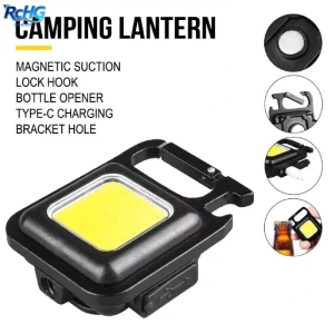 Mini Portable USB LED Rechargeable Torch Work Light with 3 Light Modes for Camping and Keychain Use