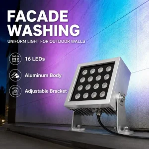 Mini Square High Bright SMD RGBW LED Flood Light 36W/48W IP66 RoHS Certified Outdoor Building Facade Spot Lamp with Reflector