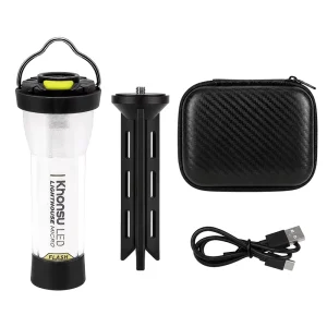 Mini Type-C Camping Lamp with 2 Lighting Modes, Tripod, Lampshade, 200 lm and IP54 Waterproof Rating