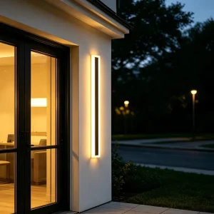 Minimalist Long Strip Outdoor Waterproof LED Pillar Wall Lights Slim Fit Seamless Lighting for Villa Courtyard Entry Line Lights