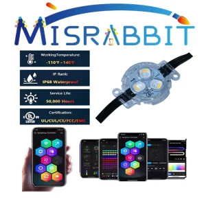 Misrabbit High Quality 0.96W 12V Ucs2904 Gemstone Permanent Lights 3 Led 30MM Waterproof Permanent Lights Christmas Rgbw Lights