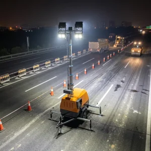 Mobile Solar Light Tower 5m 7m 4x400W LED + Silent and Diesel Gasoline Generator Outdoor Use Duty Construction Light Towers