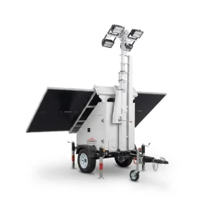 Mobile Solar Light Trailer with Internal Cable Mast Folding Tongue for Construction Sites