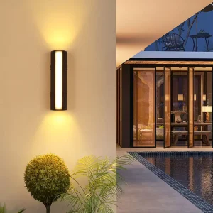 Moden Waterproof Outdoor Wall Lamp Wall Light Garden Porch Frontdoor Black Aluminum Long Strip Modern Night Light