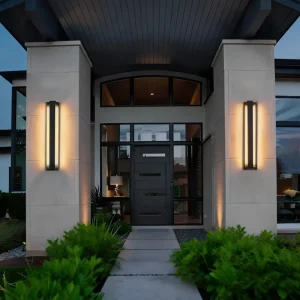 Modern 18 Inch Linear LED Exterior Wall Light 24W 5CCT Dusk to Dawn Triac Dimmable IP65 Waterproof for Outdoor Villa Decoration