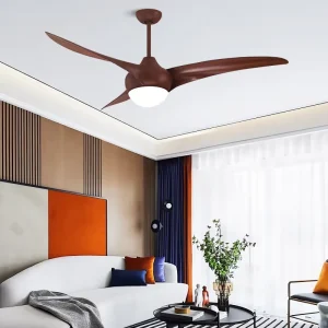 Modern 52-Inch 5-Speed Dimmable LED Ceiling Fan with ABS and Glass Body, Remote Control