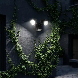 Modern Aluminum Garden Light Outdoor Waterproof IP65 Wall Lamp Double Head Black Motion Sensor Wall Sconce