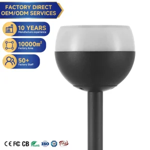 Modern Aluminum Solar High Pole Garden Light Waterproof Outdoor LED Landscape Post Lamp for Park Villa
