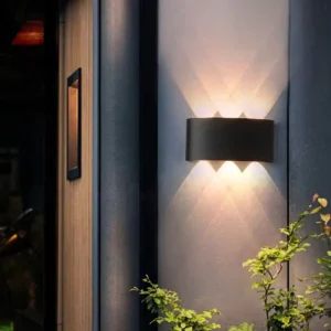 Modern Aluminum Wall mounted Waterproof Outdoor LED Wall Lamp 3000K Warm White Borosilicate Glass Diffuser Garden Porch