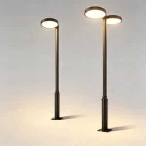 Modern Circular Single or Double Head 30W 40W 50W LED Pillar Lights for Resort Villa Landscape Garden