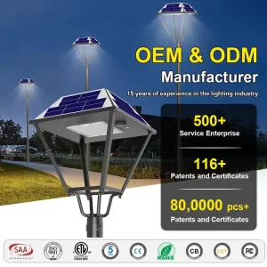 Modern Classic Aluminum Alloy 15W 3.2V Waterproof IP65 High Brightness Solar Garden Street Light