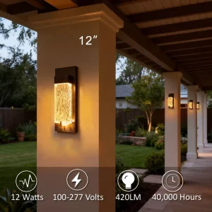 Modern Crystal Water Ripple LED Wall Light 12W 5CCT Tunable IP65 Waterproof ETL Outdoor Wall Lamp for Garden Walkway Villa