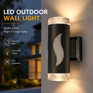 Modern Cylinder LED Outdoor Wall Lamp Waterproof PVC+PS 2700K Soft Warm Black White Dual Color 2W Garden Wall Sconce
