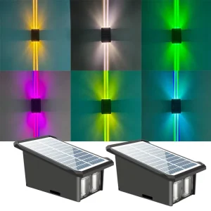 Modern Decor Wall Mounted Solar Powered Garden Light IP65 Waterproof ABS Deck RGB LED Solar Fence Wall Lights Outdoor