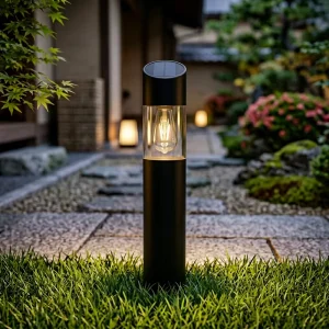 Modern Decorative Aluminum Solar Bollard Lights IP54 Waterproof LED DC Dimmable Outdoor Garden Path Landscape Light