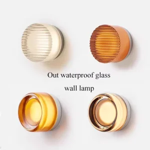 Modern Design Outdoor Waterproof LED Glass Wall Lamp for Bathroom Balconey Aluminum 2700K IP65 Garden Courtyard Porch Wall Light
