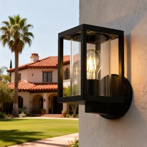 Modern Die-cast Aluminum Waterproof Upward Glass Shade E27 3500K Warm White Garden Outdoor Wall Lamps