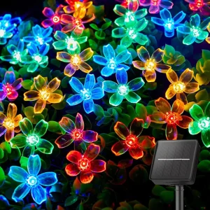 Modern Flower LED Solar String Lights Small IP65 Waterproof Fairy Lights Garden Fence Patio Christmas Tree Wedding Party