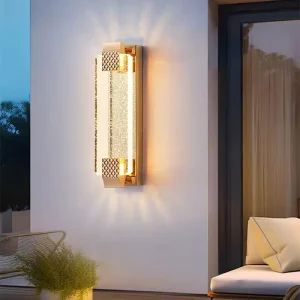 Modern Garden IP65 Outside Wall Light Outdoor Waterproof Light Gold Fixture Sconce Acrylic Lantern Wall Lamp