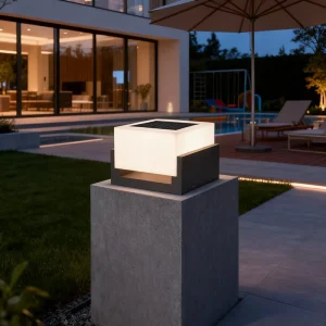 Modern Garden Lawn Stainless Steel IP65 Waterproof Solar LED Pillar Light for Outdoor Use