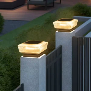 Modern Garden Lawn Yard Resort LED Pillar Light Warm White Solar-Powered IP65 Waterproof