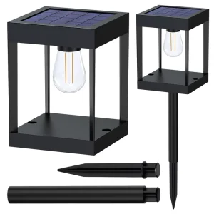 Modern Gate Pillar Lamp Waterproof LED Outdoor Post Lights Solar Garden Stake Light