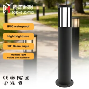 Modern Grille Design IP65 Waterproof LED Bollard Light Black Aluminum Outdoor Garden Lawn Lights Dimmable High CRI 80 Warm White