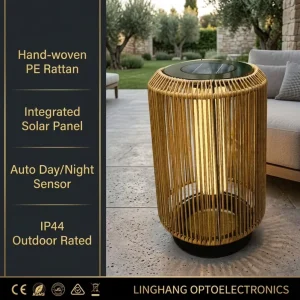 Modern Hand-woven Solar Rattan Lamp Suitable For Outdoor Leisure Decoration Woven Rattan Solar Floor Lamp Indoor Solar Light