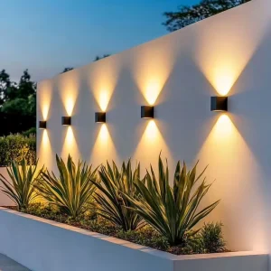 Modern High Brightness LED Outdoor Aluminum Wall Lamp Waterproof Black White Square Design for Garden Use Thick Material