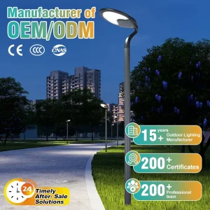 Modern High Capacity Battery 25W IP65 Waterproof Outdoor Post Top Light Pole Solar LED Garden Lamp