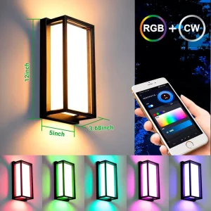 Modern Home Decor 30W Wall Sconce Light Phone APP Control LED Wall Light RGBCW Dimmable AC120 277V IP65 Waterproof Wall Lamps