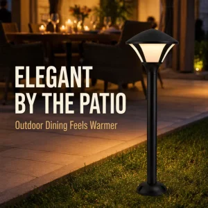 Modern IP65 Outdoor Bollard Light Black Aluminum Outdoor Lanterns with E27 Socket for Villa Gate Balcony Exterior Decoration