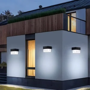 Modern IP65 Waterproof Adjustable 3000K 6000K Solar Powered LED Wall Light Plastic Wireless Solar Wall Lamp for Porch Garage