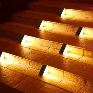 Modern IP65 Waterproof Solar Step Lights Outdoor Stair Lamp LED Garden Pathway Deck Lighting Motion Sensor High Brightness