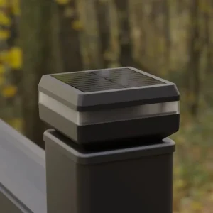Modern IP65 Waterproof Square LED Solar Pillar Light Multi Base Outdoor Post for Garden Gate Fence Battery Powered