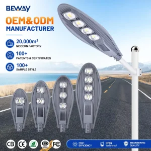 Modern Industrial LED Street Light, 120 lm/W, 30W/50W/100W/150W/200W, Waterproof