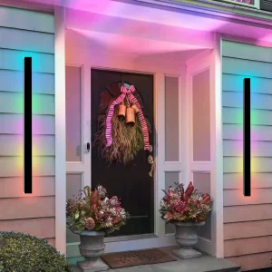 Modern LED Black Strip Outdoor Wall Lamp RGB Corridor Aisle Courtyard Wall Light