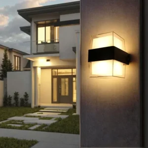 Modern LED Outdoor Wall Lamp Square PC Body Waterproof Decorative Garden Light with Up Down Lighting Aluminum Outdoor Light