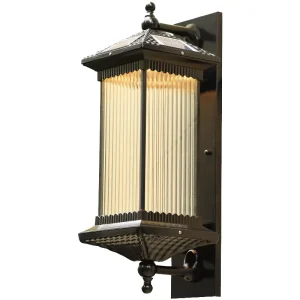 Modern LED Solar Outdoor Wall Lamp, Black Vintage Lantern, for Balcony and Garden
