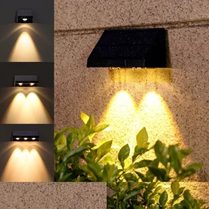 Modern LED Solar Outdoor Wall Light Waterproof Warm Light for Residential Use