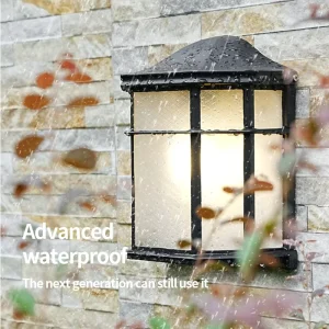 Modern Lantern Outdoor Wall Lamp IP65 Waterproof Garden Sconce LED Light Fixture Aluminum Base Patio Gate 3500K Warm White