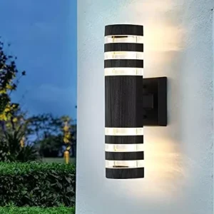 Modern Led Outdoor Wall Lights for House 3000K Warm White Up Down Porch Light Waterproof Outdoor 12W 500LM Black