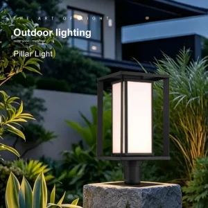 Modern Minimalist Black Aluminum Waterproof IP44 Outdoor Pillar Light for Garden Villa Gates