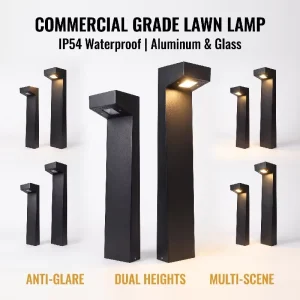 Modern Minimalist Matte Black Square Lawn Path Light IP54 Weather Resistant for Villa Community Garden Park Walkway Lighting