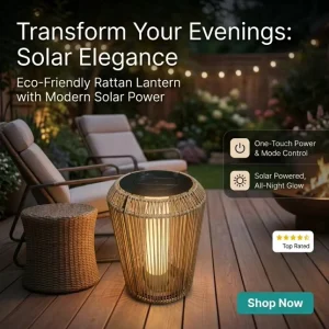 Modern Minimalist Style Eco friendly Solar Rattan Decorative Lights LED Rattan Solar Desktop Lamp Hand woven Solar Ambient Light