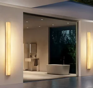 Modern Minimalist Villa Outdoor Waterproof Wall Lamp Fence Courtyard Corridor Marble LED Outdoor Long Linear Wall Light 3000K