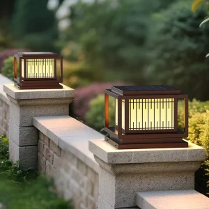 Modern Minimalist Villa Solar LED Pillar Light Black IP65 Waterproof with Light Sensor