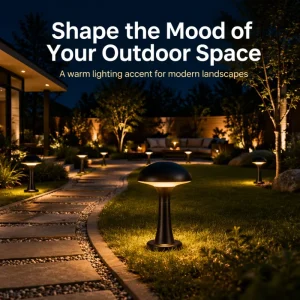 Modern Mushroom 12W IP65 Waterproof LED Outdoor Bollard Garden Light with 360 Warm Glow for Villa Yard Patio Walkway Backyard