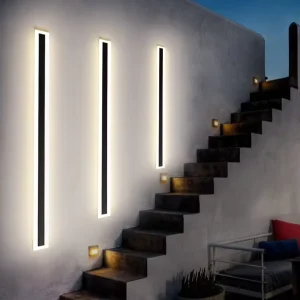 Modern Outdoor 110V 220V Long Strip Garden Wall Lamp 3000K Warm White Sconce Long LED Wall Light Water Proof Solar Powered